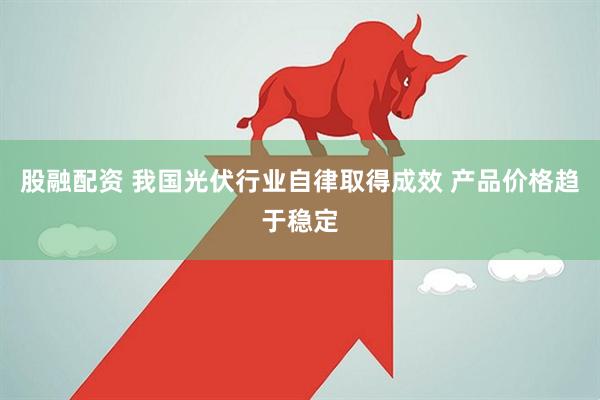 股融配资 我国光伏行业自律取得成效 产品价格趋于稳定